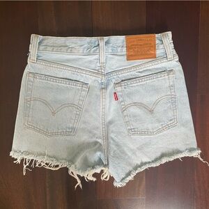 Levi's Sky Blue Frayed Denim Shorts